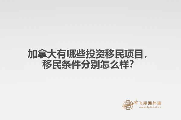 加拿大有哪些投資移民項(xiàng)目，移民條件分別怎么樣？