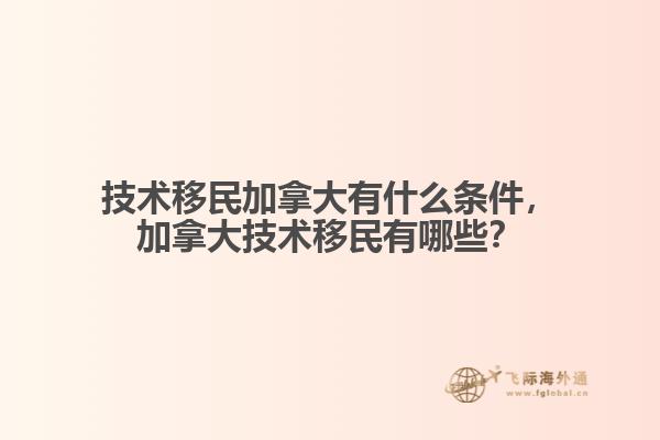 技術(shù)移民加拿大有什么條件，加拿大技術(shù)移民有哪些？