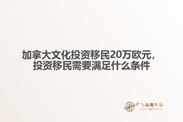 加拿大文化投資移民20萬(wàn)歐元，投資移民需要滿足什么條件