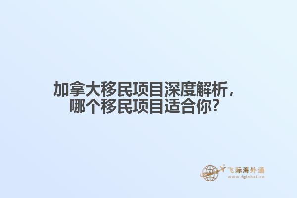 加拿大移民項目深度解析，哪個移民項目適合你？