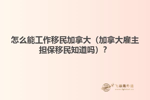 怎么能工作移民加拿大（加拿大雇主擔(dān)保移民知道嗎）？