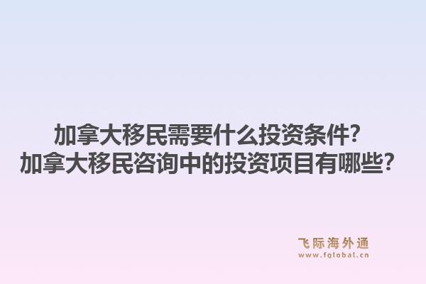 加拿大移民需要什么投資條件？加拿大移民咨詢中的投資項目有哪些？