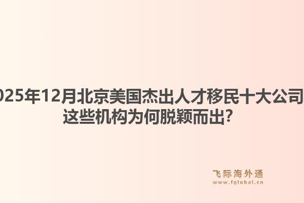 2025年12月北京美國杰出人才移民十大公司？這些機構為何脫穎而出？