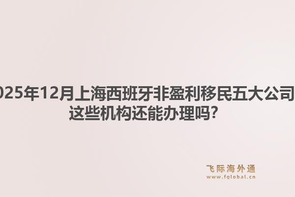 2025年12月上海西班牙非盈利移民五大公司？這些機(jī)構(gòu)還能辦理嗎？
