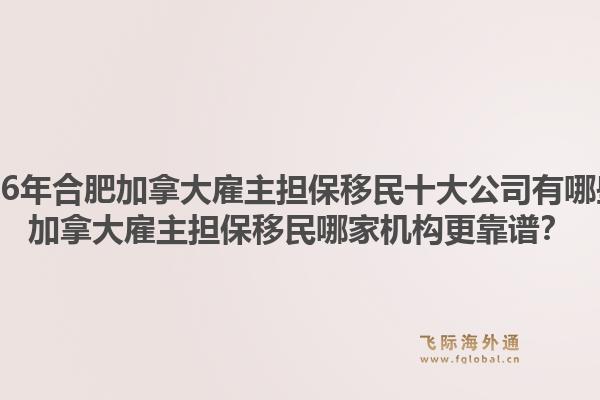 2026年合肥加拿大雇主擔保移民十大公司有哪些？加拿大雇主擔保移民哪家機構(gòu)更靠譜？