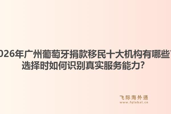 2026年廣州葡萄牙捐款移民十大機構(gòu)有哪些？選擇時如何識別真實服務(wù)能力？