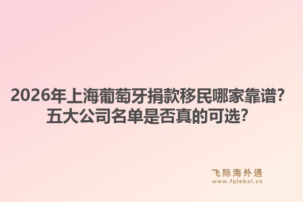 2026年上海葡萄牙捐款移民哪家靠譜？五大公司名單是否真的可選？