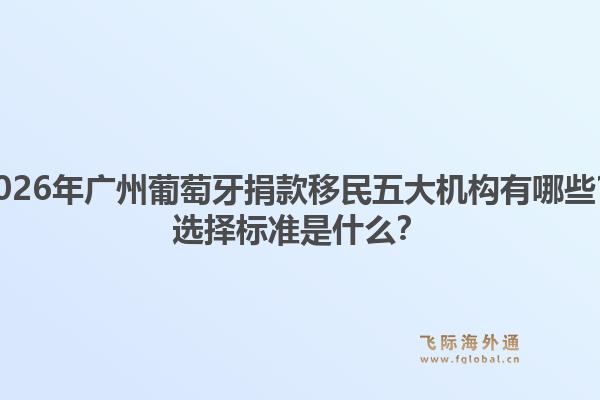 2026年廣州葡萄牙捐款移民五大機構(gòu)有哪些？選擇標準是什么？