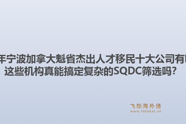 2026年寧波加拿大魁省杰出人才移民十大公司有哪些？這些機(jī)構(gòu)真能搞定復(fù)雜的SQDC篩選嗎？