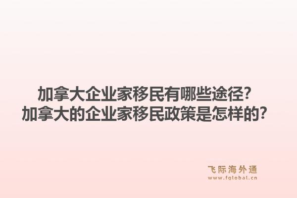加拿大企業(yè)家移民有哪些途徑？加拿大的企業(yè)家移民政策是怎樣的？1.jpg